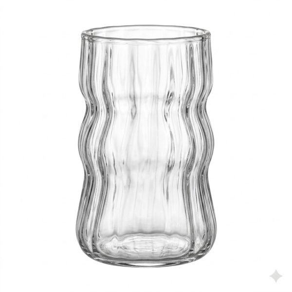 كوب زجاجي طويل بتصميم مموج (Ripple Long Glass)